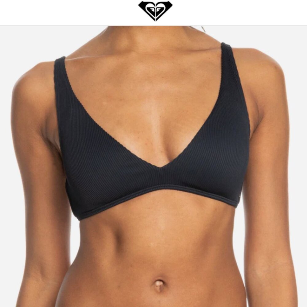 Women's NWT Roxy Love The Oceana Bikini Top in Black Size XL